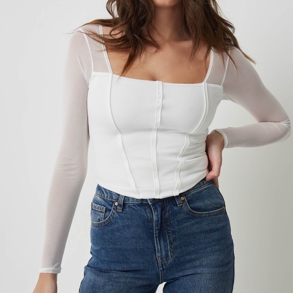 Ardene Tops - Mesh longsleeve corset top